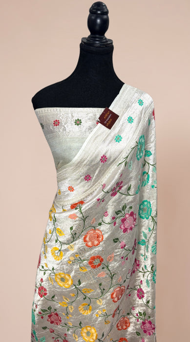 Pure Tussar Georgette Banarasi Handloom Saree - Paithani Brocade