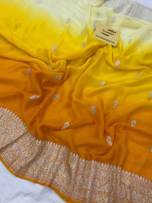 Multi Pure Kadhwa Chiffon Georgette Banarasi Saree - Silver Zari