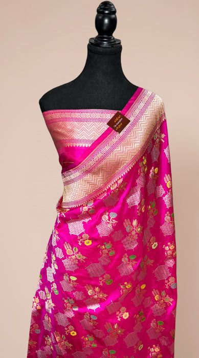 Ektara Rani Pure Katan Silk Banarasi Handloom Saree - Kadiyal Jangla