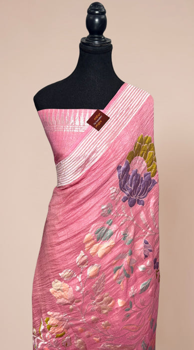 Pure Tussar Georgette Banarasi Handloom Saree - Meenakari