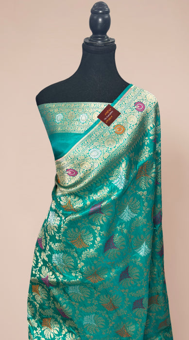 Pure Katan Banarasi Handloom Saree - Roopa Meenakari Work