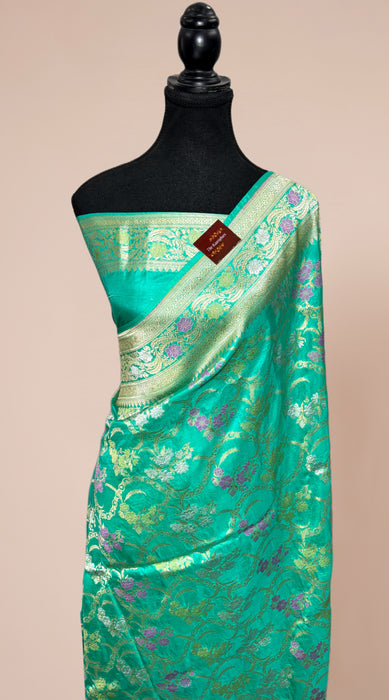 Pure Katan Banarasi Handloom Saree - Roopa Meenakari Work
