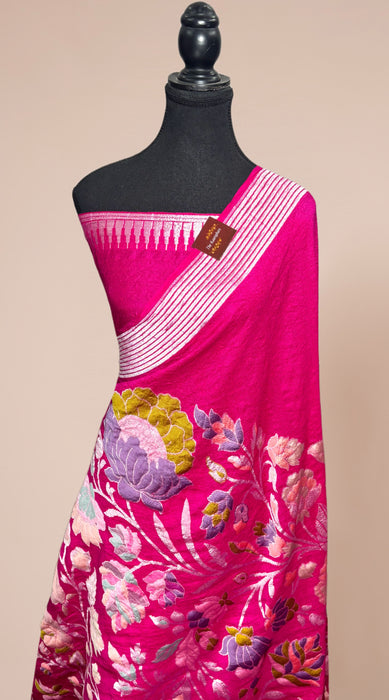 Rani Pure Tussar Georgette Banarasi Handloom Saree - Designer Meenakari