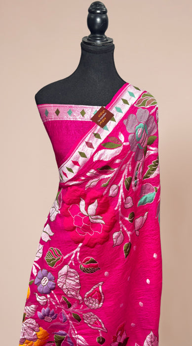 Rani Pure Tussar Georgette Banarasi Handloom Saree - Designer Meenakari