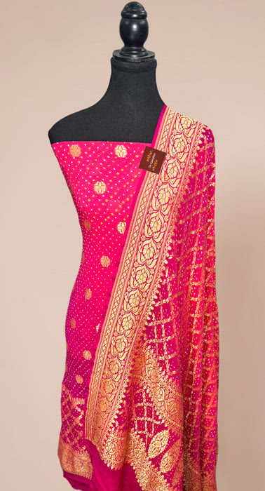 Pure Khaddi Georgette Banarasi Bandhani Suit - Meenakari