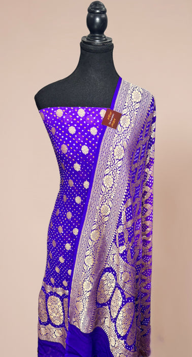 Pure Khaddi Georgette Banarasi Bandhani Suit - Meenakari