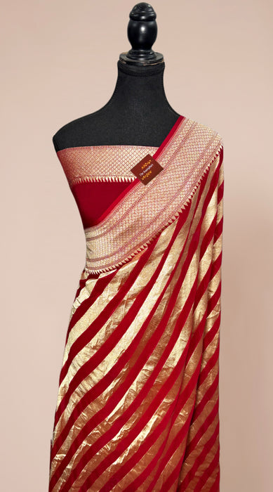 Pure Khaddi Georgette Banarasi Saree - Water zari