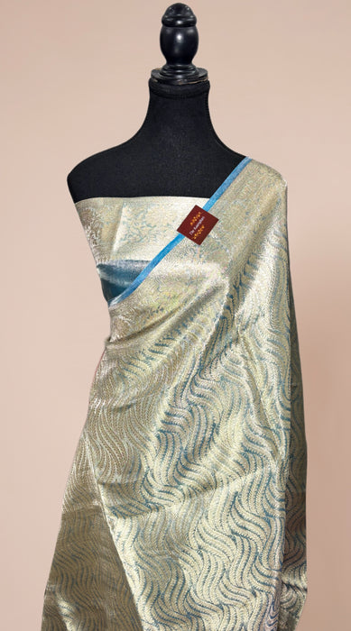 Blue Pure Banarasi Tissue Handloom Saree - Designer Brocade