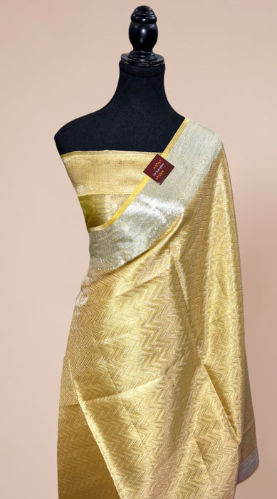 Gold Pure Banarasi Tissue Handloom Saree - Designer Brocade