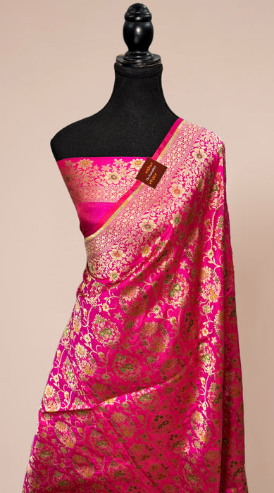 Rani Pure Katan Banarasi Handloom Saree - Meenakari Work