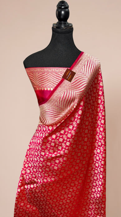 Rani Pure Katan Banarasi Handloom Saree - Jaal work