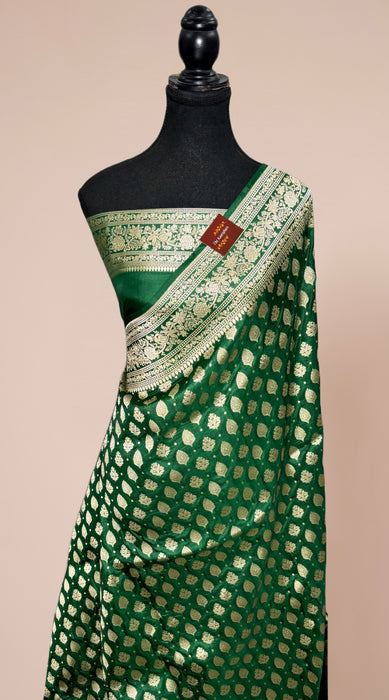 Green Pure Katan Banarasi Handloom Saree - Motifs