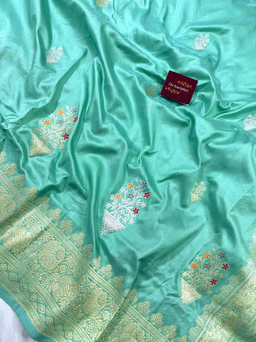 Pure Katan Banarasi Handloom Saree - Meenakari Kadiyal Motifs