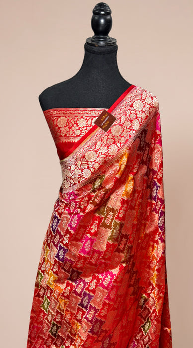 Red Pure Katan Banarasi Handloom Saree - Rangkat