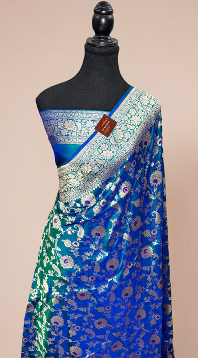 German Pure Katan Silk Banarasi Handloom Saree - Sona Roopa Jaal work