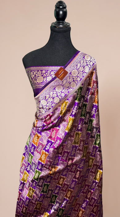 Purple Pure Katan Banarasi Handloom Saree - Rangkat