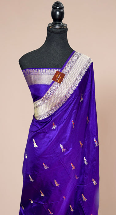 Pure Katan Banarasi Handloom Saree - Meenakari Kadiyal Motifs