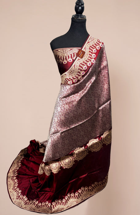 Pure Katan Banarasi Handloom Saree - Kadiyal Brocade Roopa Work