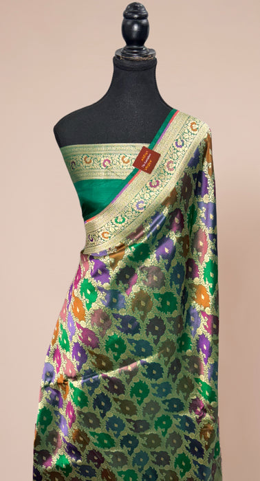 Green Pure Katan Banarasi Handloom Saree - Rangkat