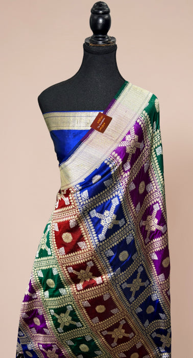 Blue Pure Katan Banarasi Handloom Saree - Rangkat