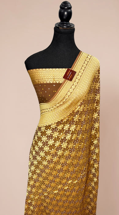 Pure Khaddi Georgette Bandhani Banarasi Saree
