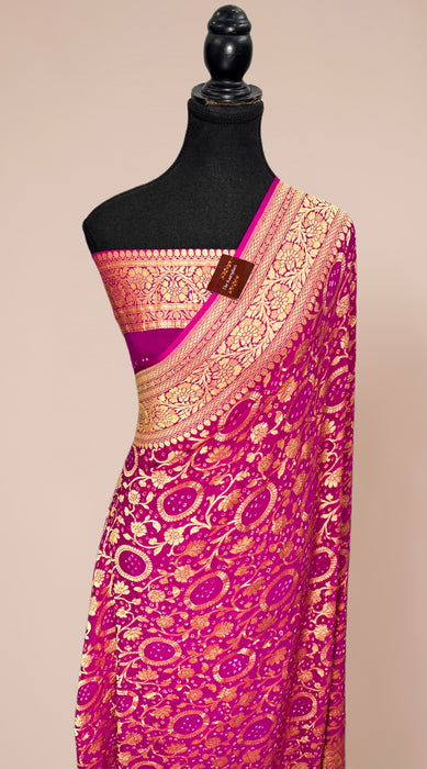 Pure Khaddi Georgette Bandhani Banarasi Saree