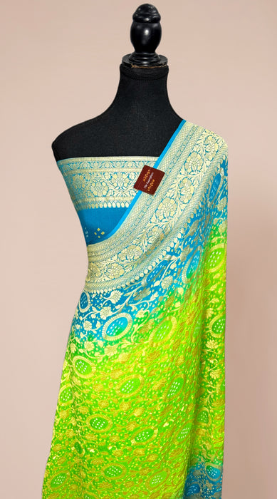 Pure Khaddi Georgette Bandhani Banarasi Saree