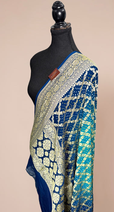 Pure Georgette Bandhani Banarasi Handloom Dupatta