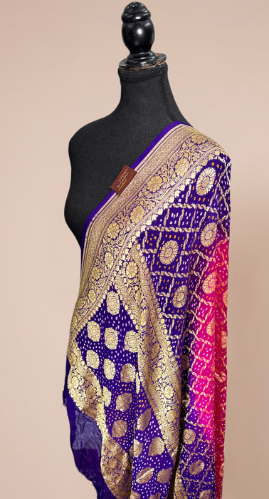Pure Georgette Bandhani Banarasi Handloom Dupatta