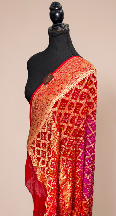 Pure Georgette Bandhani Banarasi Handloom Dupatta