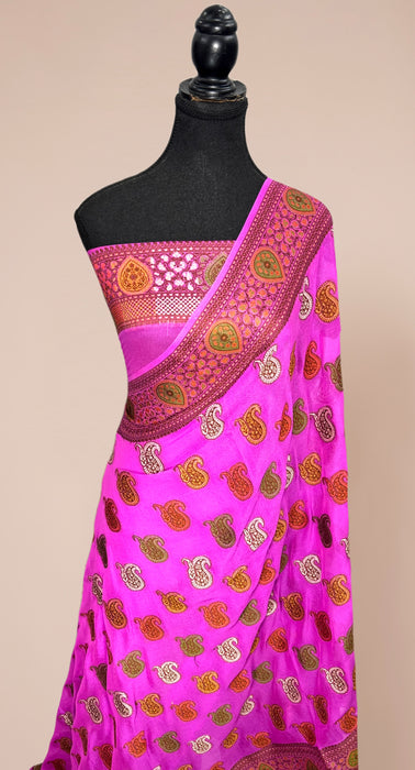 Rani Pure Khaddi Chiffon Banarasi Saree