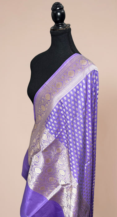 Lavender Pure Katan Silk Banarasi Handloom Dupatta