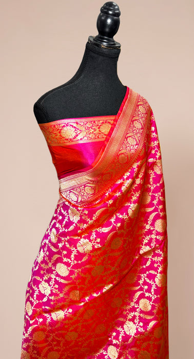 Rani Pure Katan Silk Banarasi Handloom Saree - Jaal Work