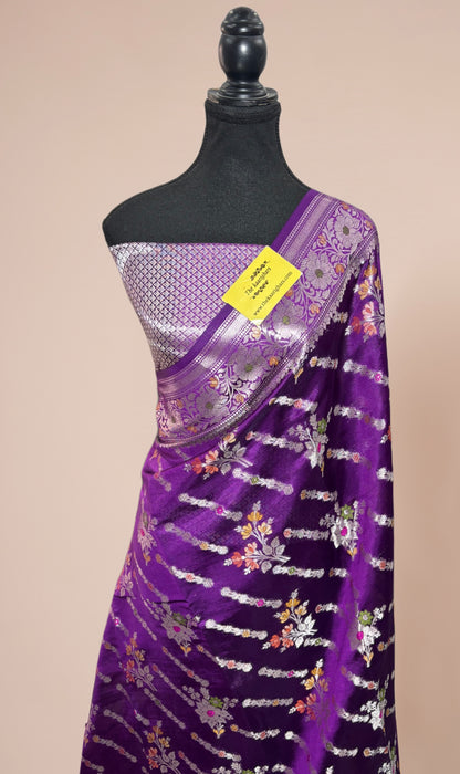 Purple Pure Raw Mango Banarasi Handloom Saree