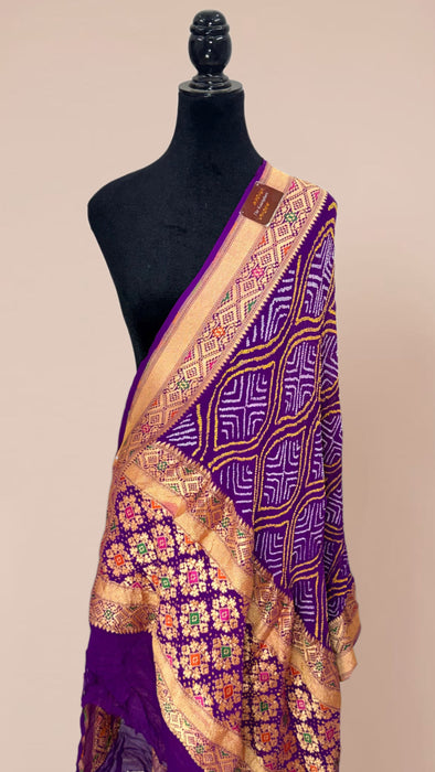 Pure Georgette Bandhani Banarasi Handloom Dupatta