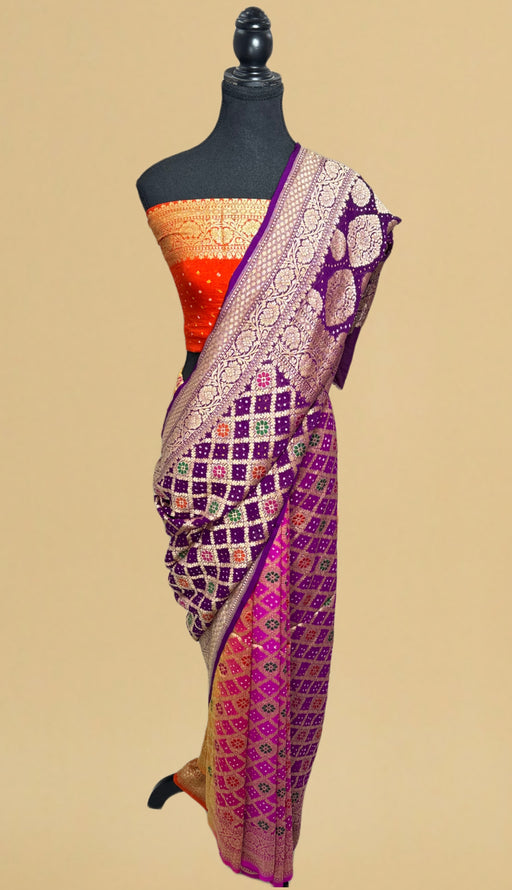 Buy bandhani banarasi saree online