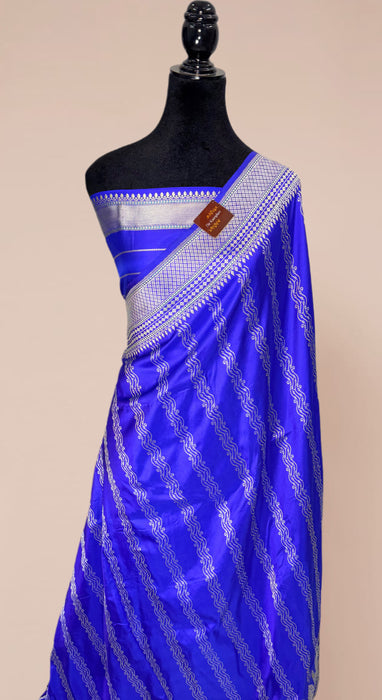 Royal Blue Pure Katan Banarasi Handloom Saree - Kadhiyal Meenakari