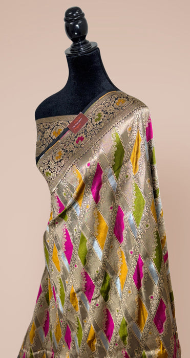 Black Pure Katan Banarasi Handloom Saree - Rangkat