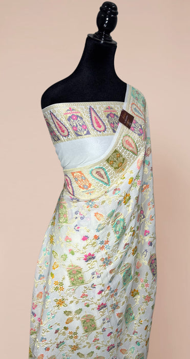 Khaddi Georgette Banarasi Handloom Saree - Designer Meenakari Jaal