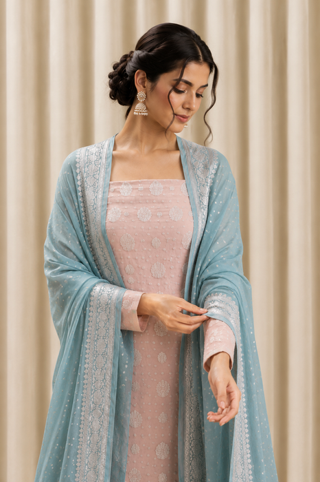 Plum Pure Khaddi Georgette Banarasi Suit