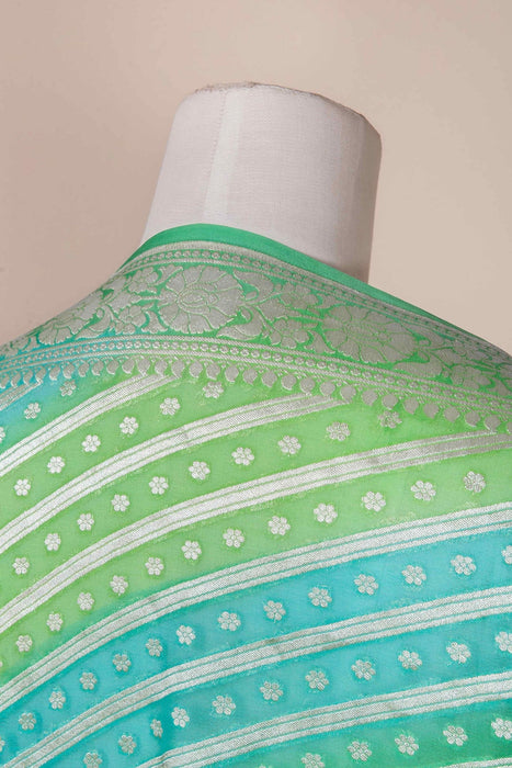Pista Green Pure Georgette Banarasi Handloom Dupatta - Silver Zari