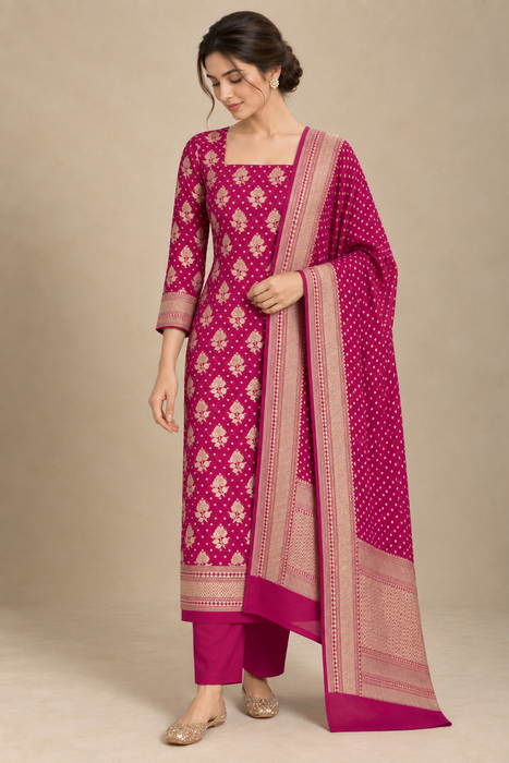 Pure Khaddi Georgette Banarasi Suit