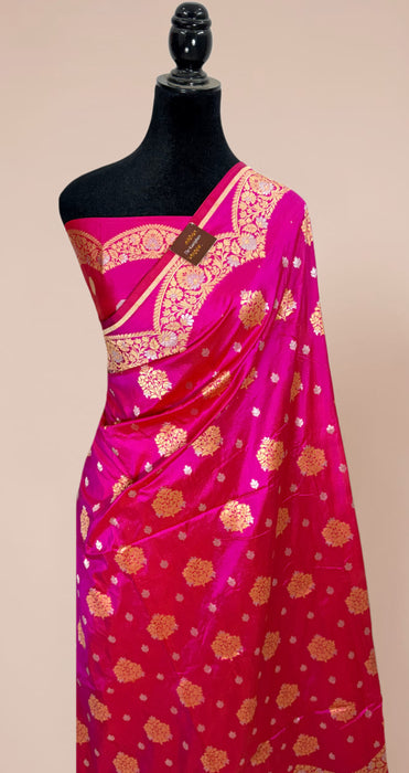 Rani Pure Katan Sona Roopa Banarasi Handloom Saree - Designer Border