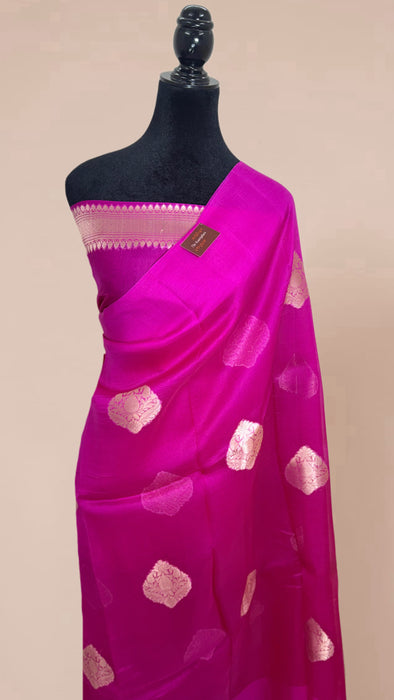 Rani Pure Kora Organza Banarasi Handloom Saree