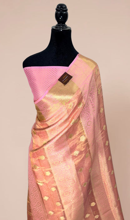 Pink Pure Tissue Chiniya Banarasi Handloom Saree