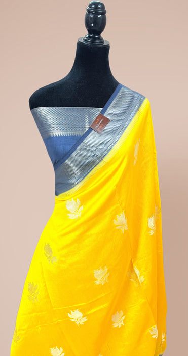 Yellow Pure Raw Mango Banarasi Handloom Saree - Designer Motifs