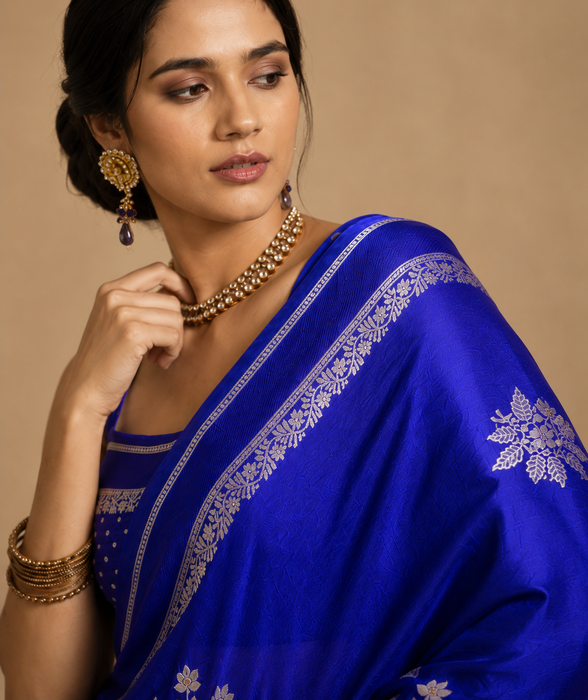 Blue Pure Mango Katan Banarasi Handloom Saree