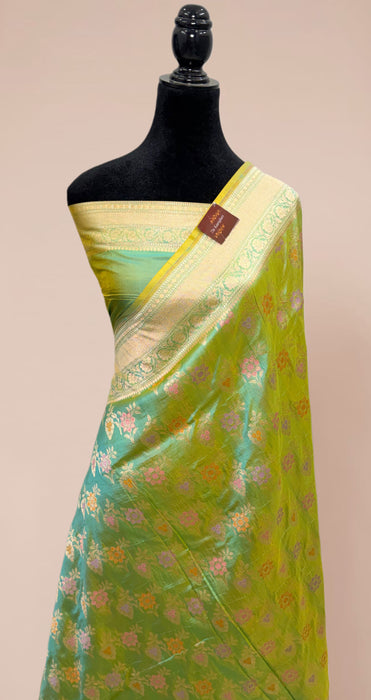 Dual Shade Pure Katan Banarasi Handloom Saree - Meenakari Work