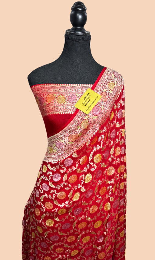 Buy red Pure Khaddi Georgette saree online