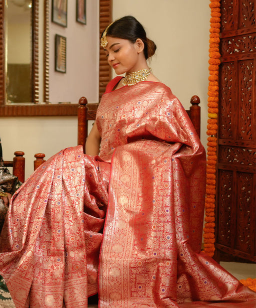 red banarasi katan silk saree online in US